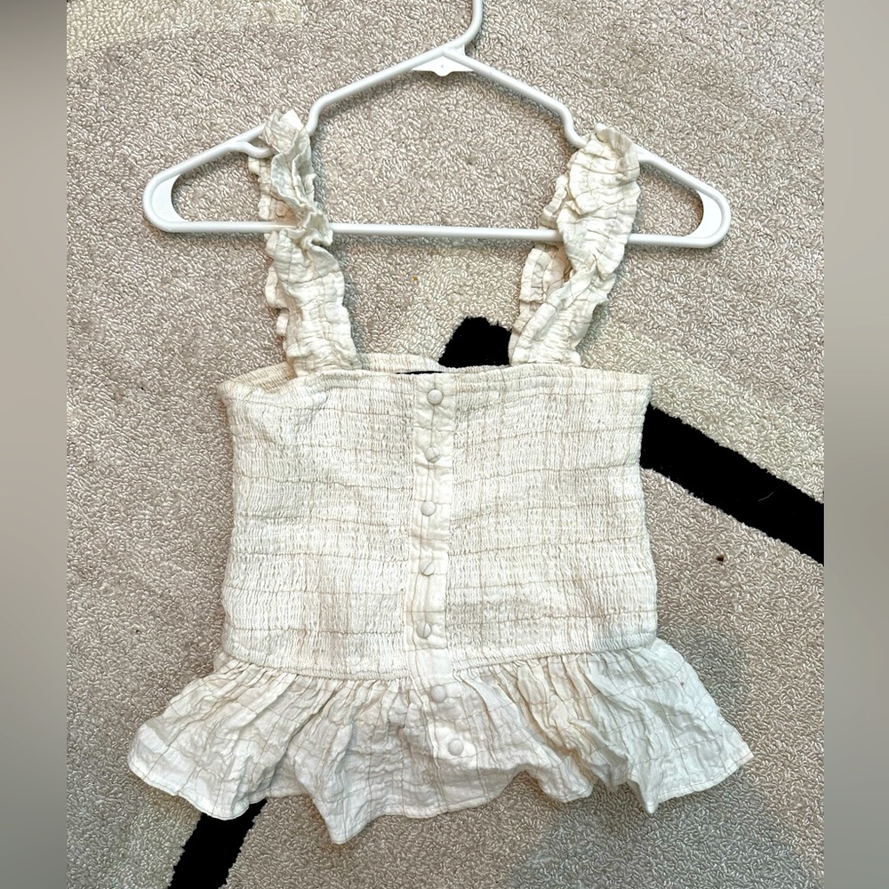 Lulus white crop with ruffled bottom small